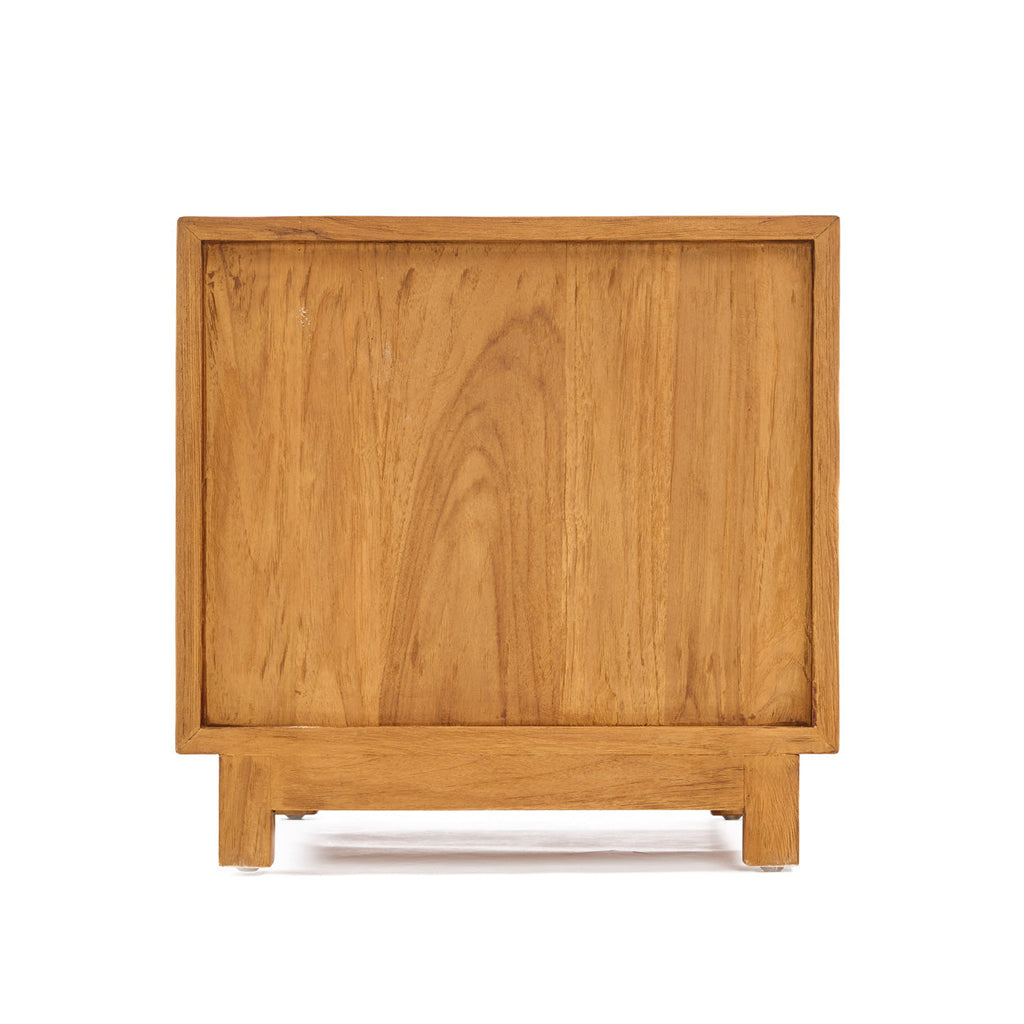 Chevet en teck et rotin naturel pour chambre 2 tiroirs – 51x48 cm