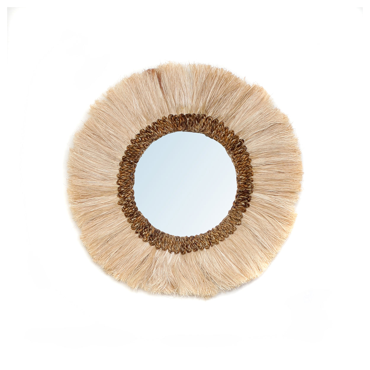 Miroir mural en herbe naturelle ronde 60 cm