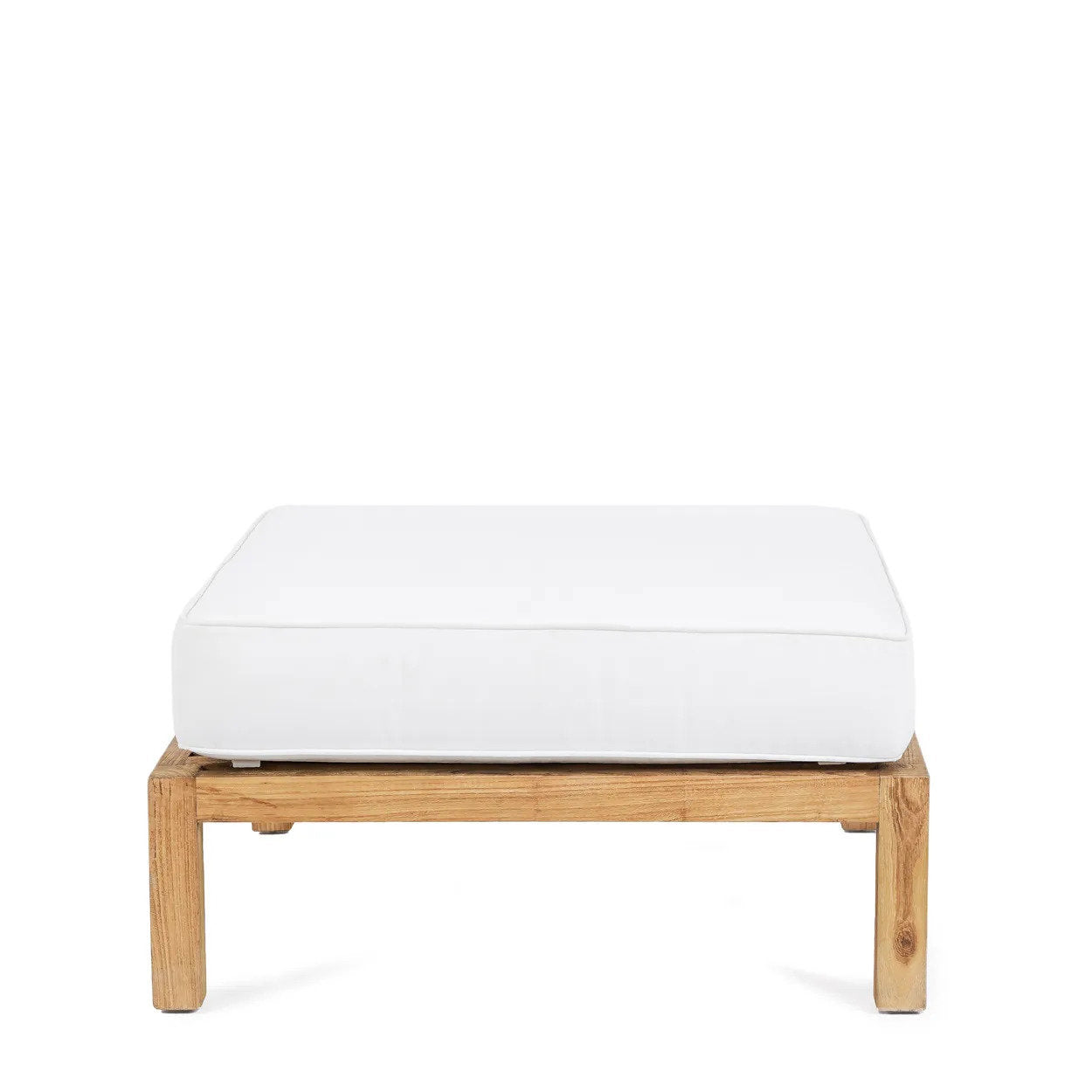 Pouf carré modulaire en teck recyclé 80x80 naturel blanc