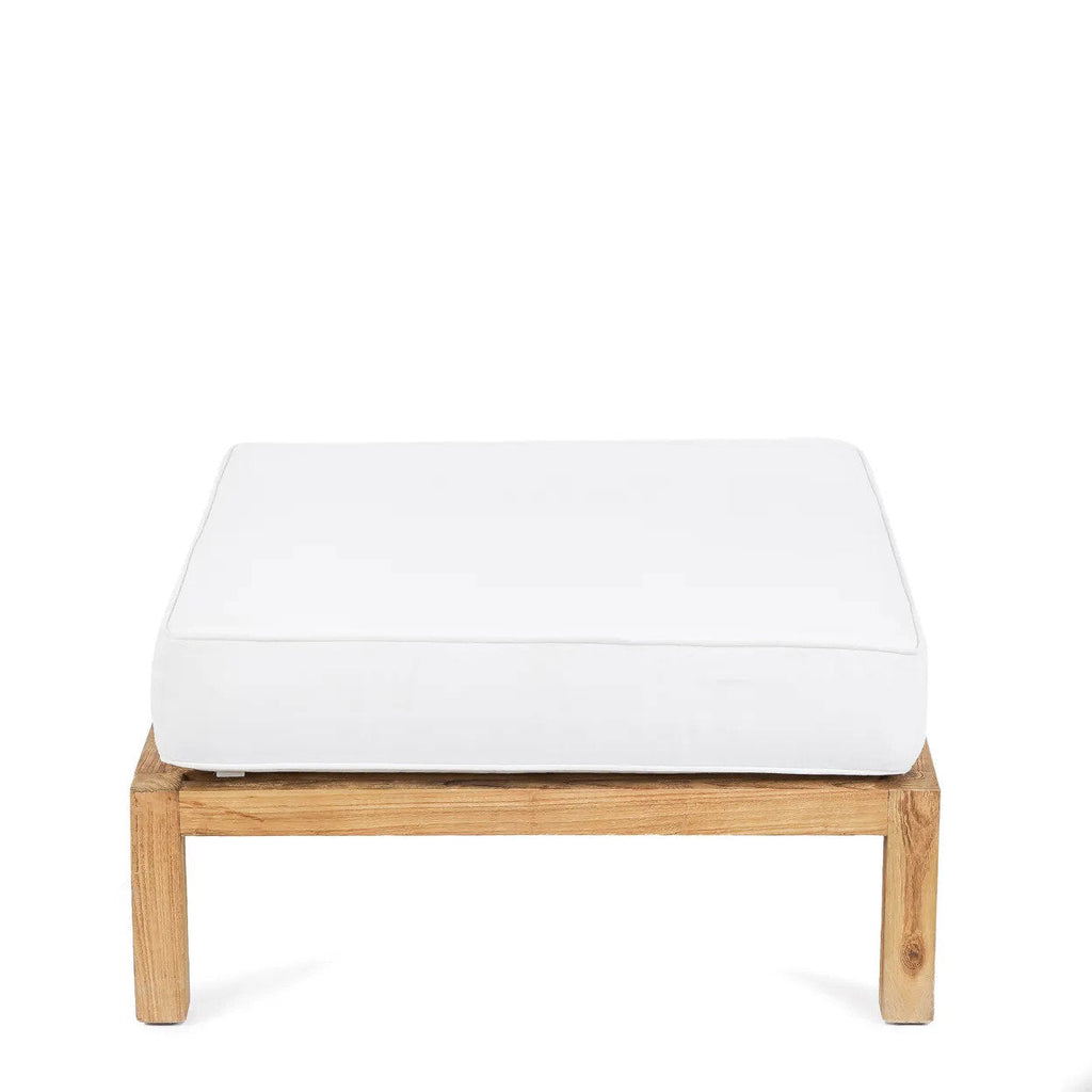 Pouf carré modulaire en teck recyclé 80x80 naturel blanc