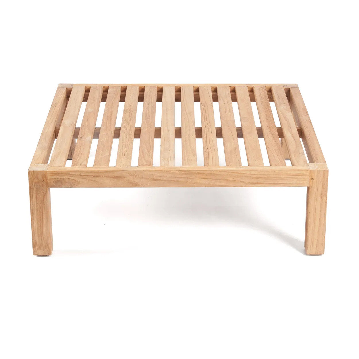 Pouf carré modulaire en teck recyclé 80x80 naturel blanc
