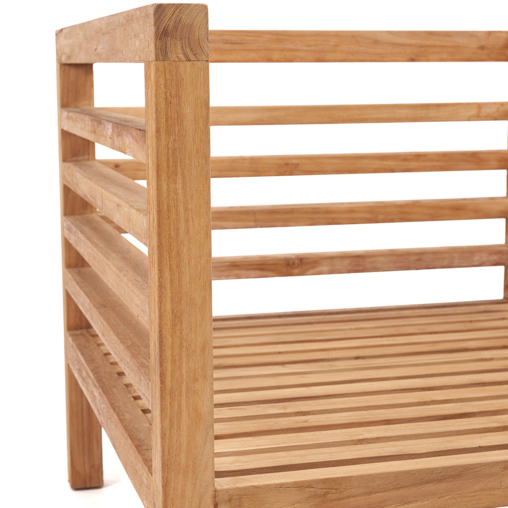 Fauteuil modulaire en teck recyclé 80x80 cm blanc naturel