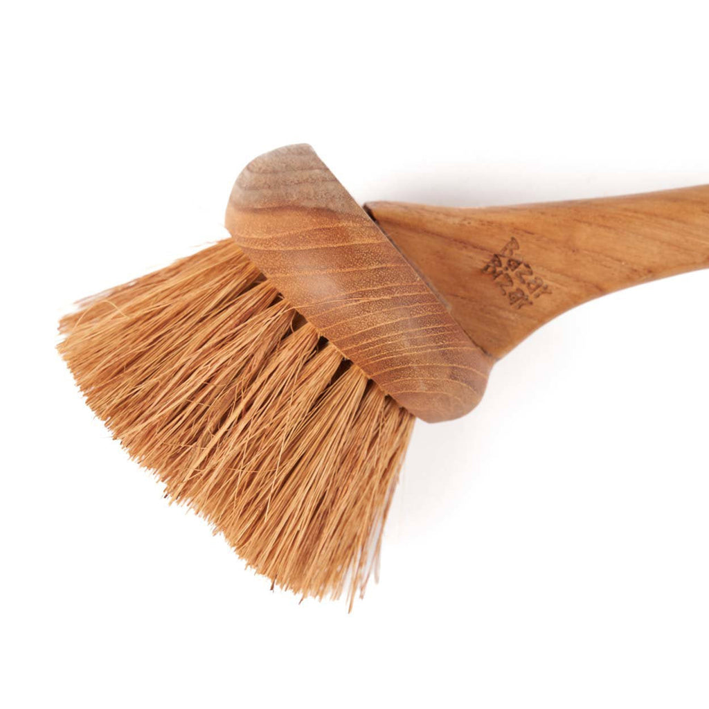 Brosse vaisselle en bois de teck naturel avec poils végétaux