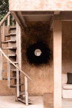 Miroir rond en herbe séchée noire 90cm
