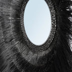 Miroir rond en herbe séchée noire 90cm