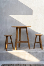 Table bar ronde teck naturel extérieure/intérieure – 105x90 cm