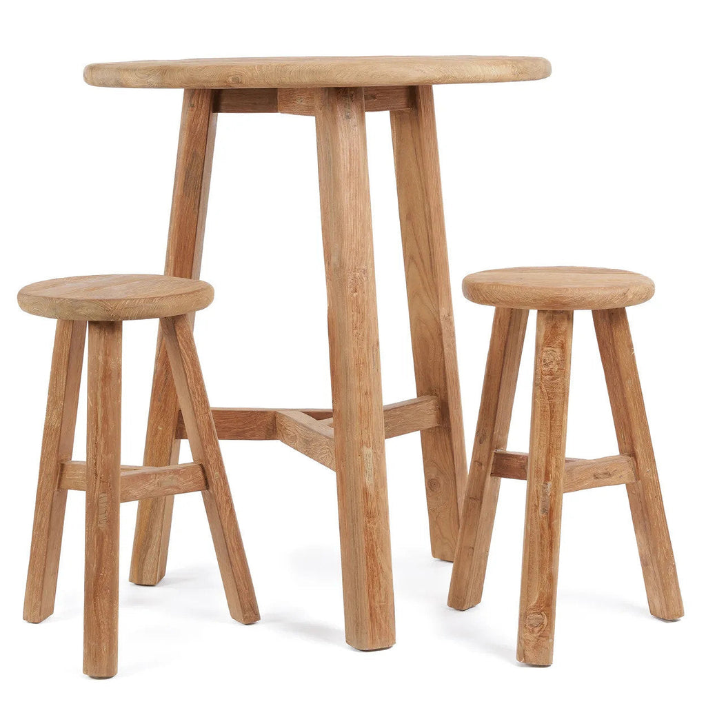 Table bar ronde teck naturel extérieure/intérieure – 105x90 cm