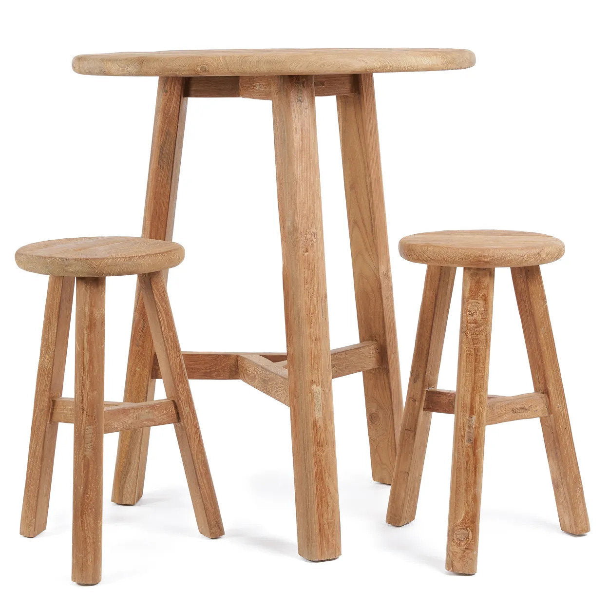 Table bar ronde teck naturel extérieure/intérieure – 105x90 cm