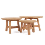 Table basse ronde en bois de teck recyclé naturel – Ø80 cm