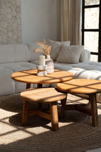Table basse ronde en bois de teck recyclé naturel pour salon – Ø60 cm