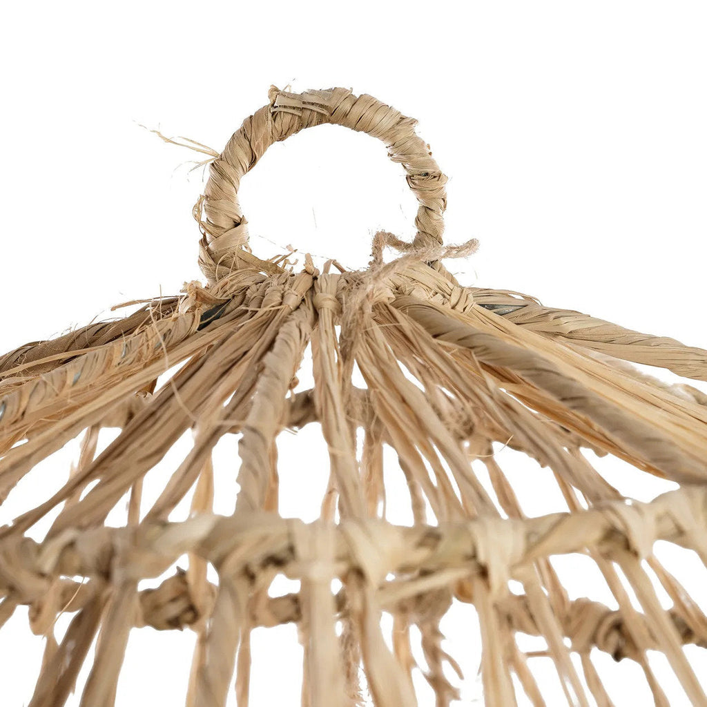 Suspension en herbe tressée forme cloche avec franges – Ø60 cm