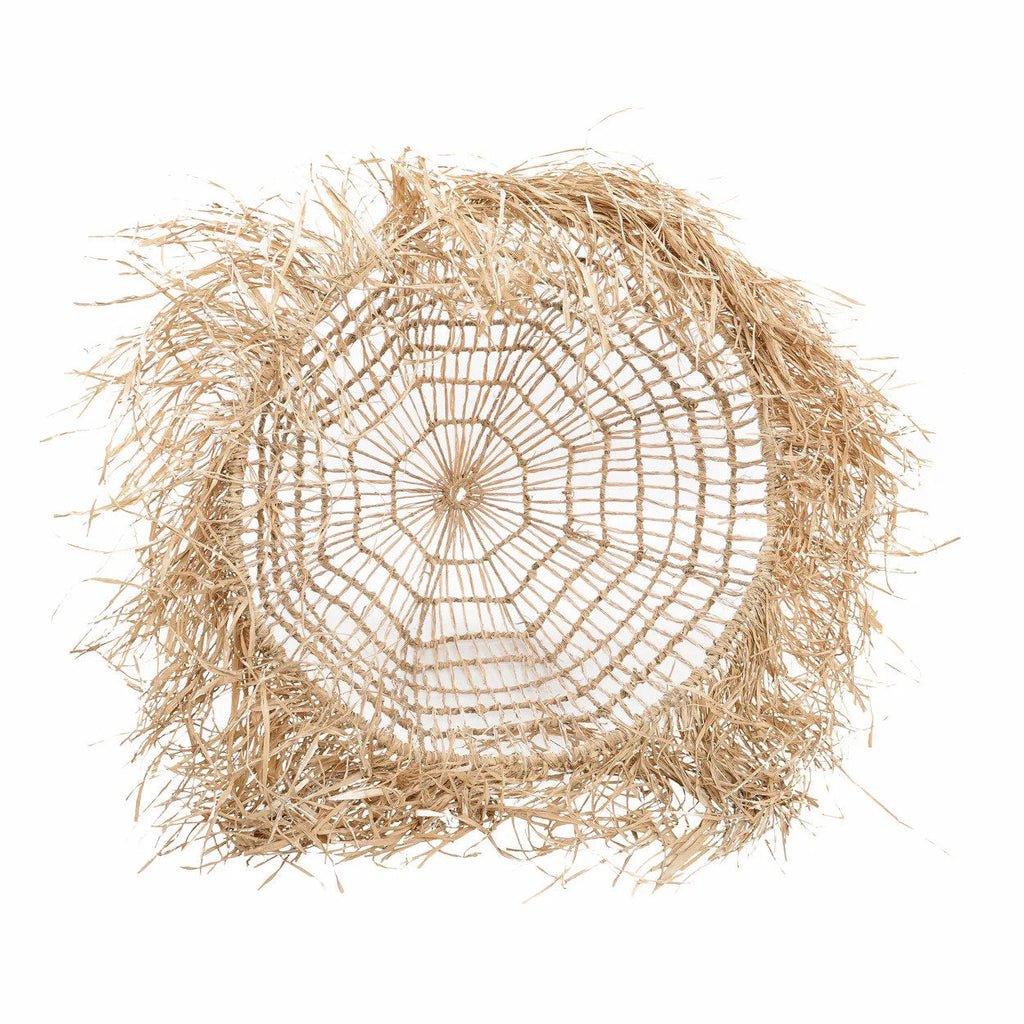 Suspension en herbe tressée forme cloche avec franges – Ø60 cm