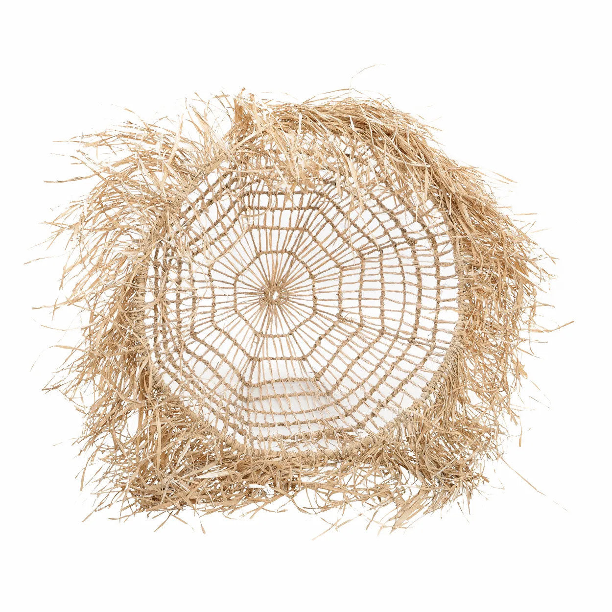 Suspension en herbe tressée forme cloche avec franges – Ø60 cm