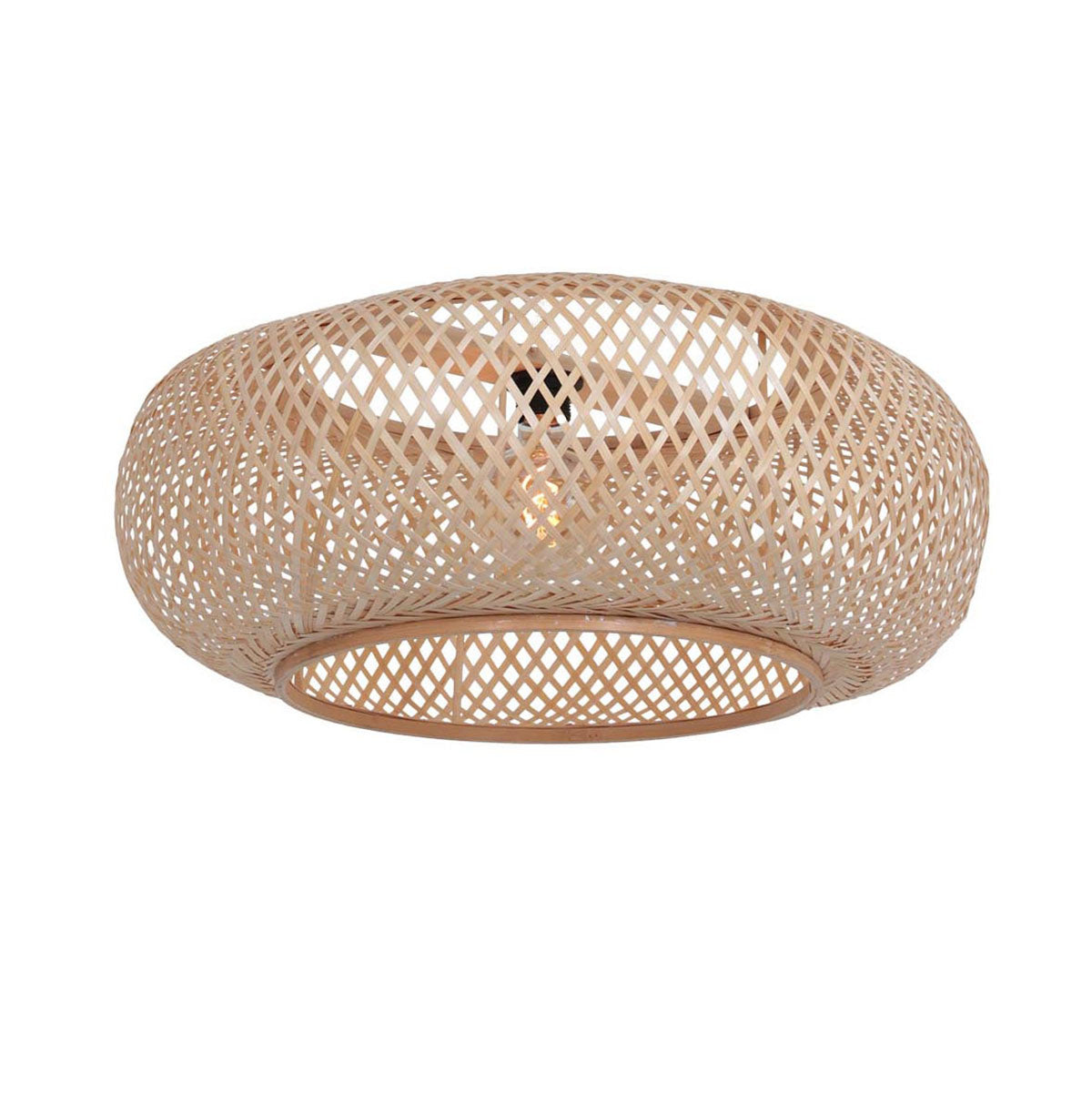 Suspension en rotin naturel motif croisillons – Ø60 cm