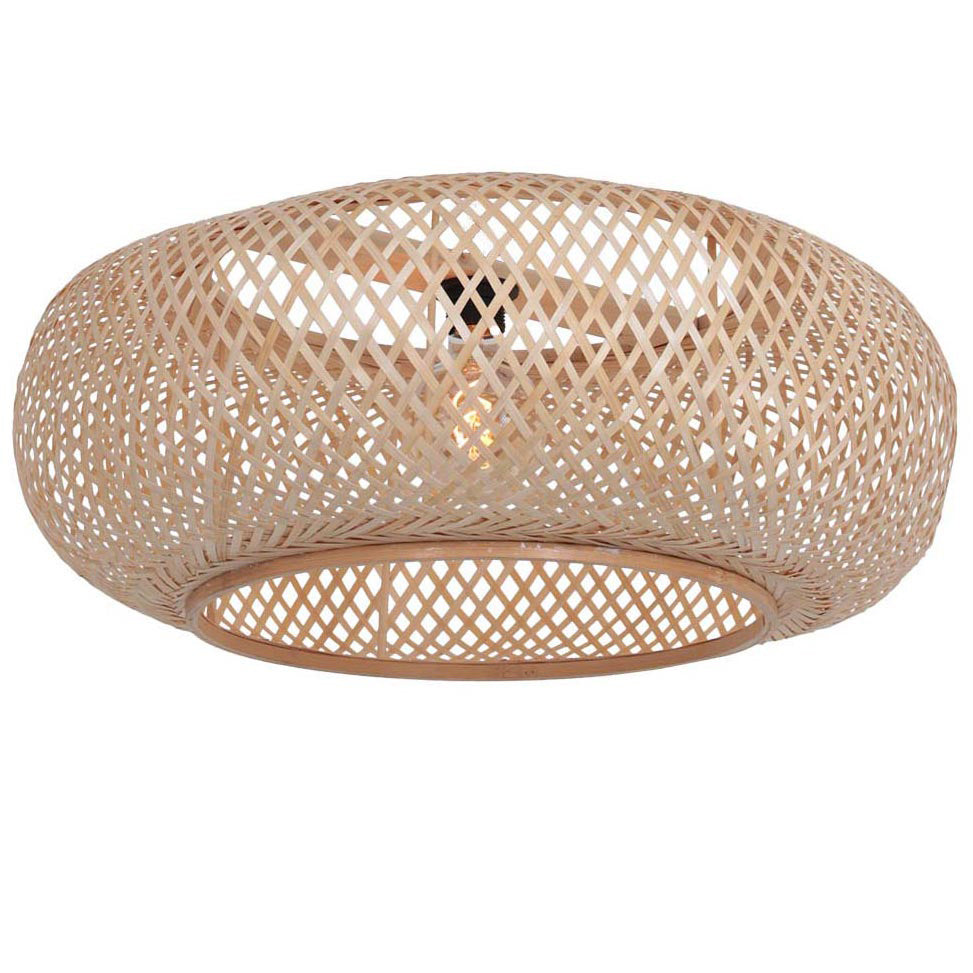 Suspension en rotin naturel motif croisillons – Ø60 cm