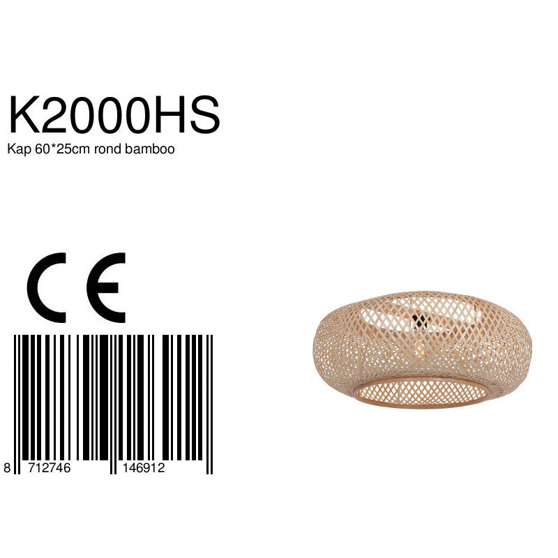 Suspension en rotin naturel motif croisillons – Ø60 cm