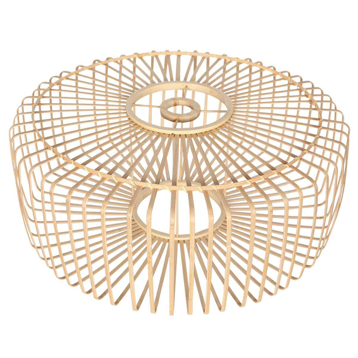Abat-jour rond en bambou et bois naturel pour suspension – Ø60 cm