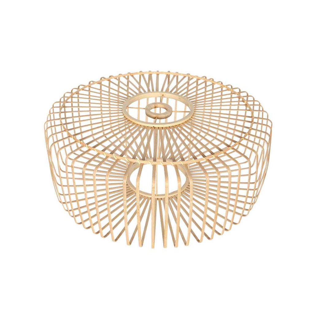 Suspension en bambou naturel disque ajouré bois clair – Ø40 cm