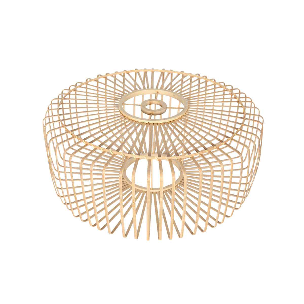 Suspension en bambou naturel disque ajouré bois clair – Ø40 cm