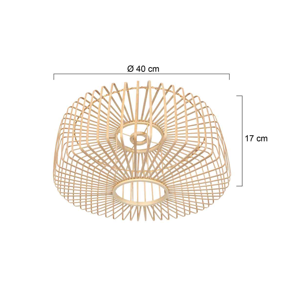 Suspension en bambou naturel disque ajouré bois clair – Ø40 cm