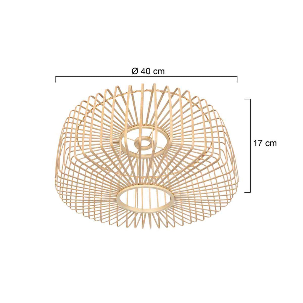 Suspension en bambou naturel disque ajouré bois clair – Ø40 cm