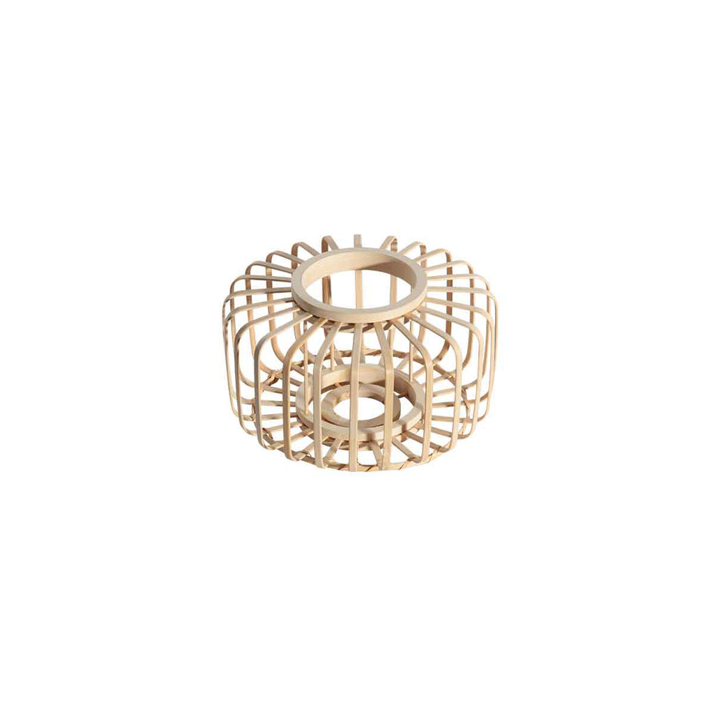Suspension en bambou naturel ajouré ovale avec support E27 – Ø20 cm