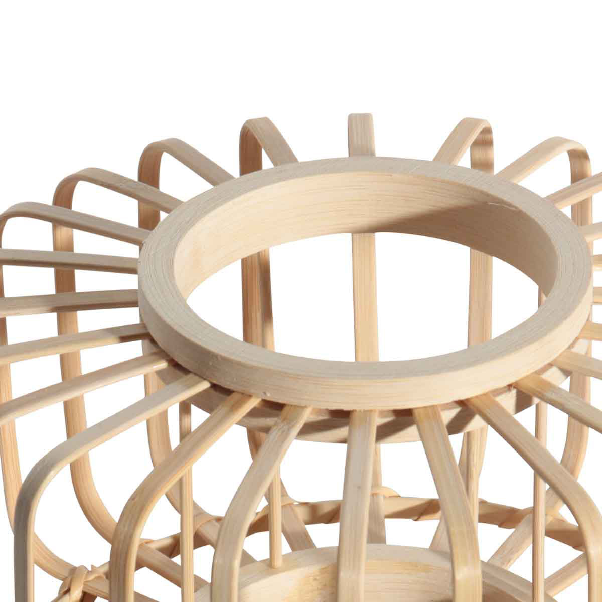 Suspension en bambou naturel ajouré ovale avec support E27 – Ø20 cm