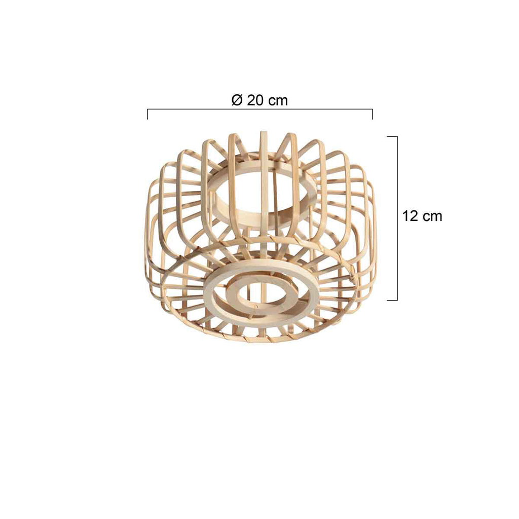 Suspension en bambou naturel ajouré ovale avec support E27 – Ø20 cm
