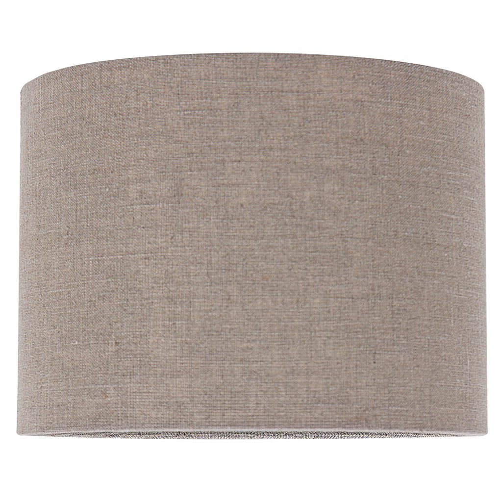 Abat-jour cylindrique en lin gris effet tissé pour lampe E27 – Ø20 cm