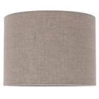 Abat-jour cylindrique en lin gris effet tissé pour lampe E27 – Ø20 cm