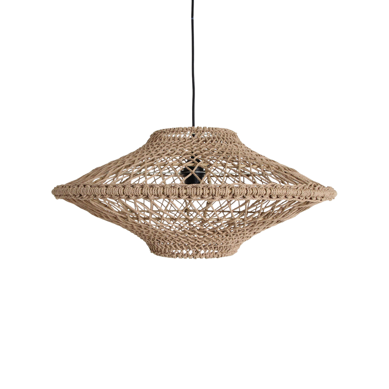 Suspension en corde naturelle ajourée forme soucoupe – Ø60 cm