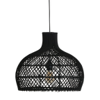 Suspension en rotin noir ajouré forme gourde – Ø42 cm