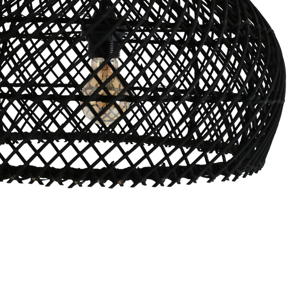 Suspension en rotin noir ajouré forme gourde – Ø42 cm