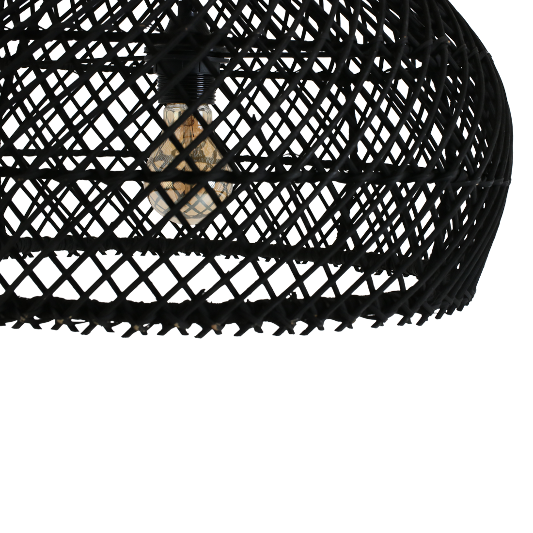 Suspension en rotin noir ajouré forme gourde – Ø42 cm
