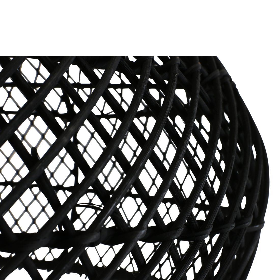 Suspension en rotin noir ajouré forme gourde – Ø42 cm