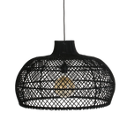 Suspension en rotin noir ajouré forme cloche – Ø57 cm