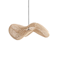 Suspension en rotin ondulé tressé naturel pour salon – Ø71 cm