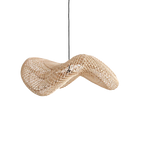 Suspension en rotin ondulé tressé naturel pour salon – Ø71 cm