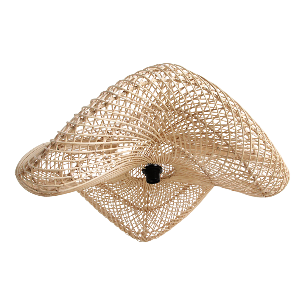 Suspension en rotin ondulé tressé naturel pour salon – Ø71 cm