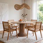 Suspension en rotin ondulé tressé naturel pour salon – Ø71 cm