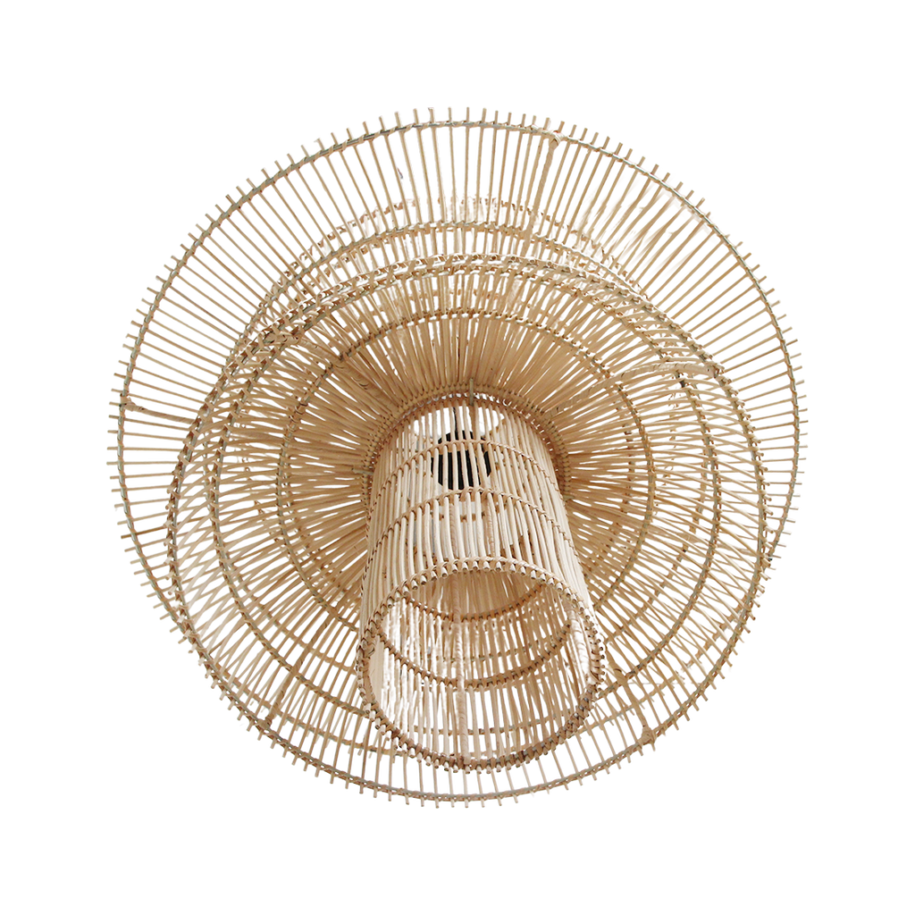 Hängeleuchte aus Naturrattan in offener Blütenform – Ø65 cm