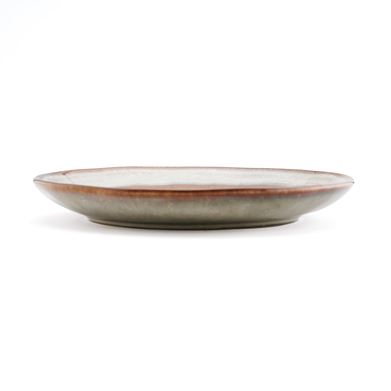 Assiette apéritif ronde en grès émaillé brun-beige