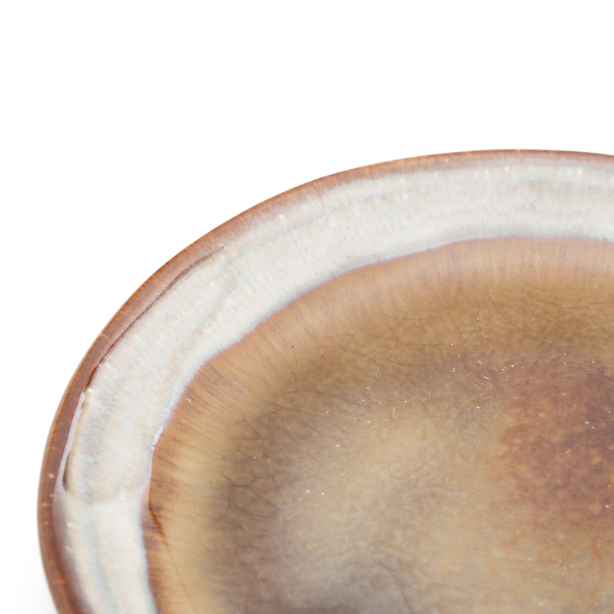 Assiette apéritif ronde en grès émaillé brun-beige