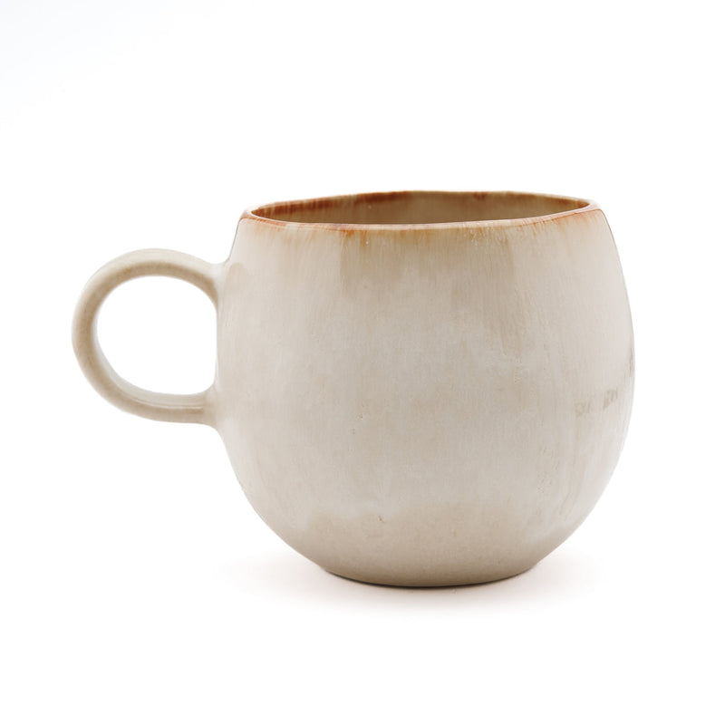 Mug en céramique crème anse large et bord brun dégradé