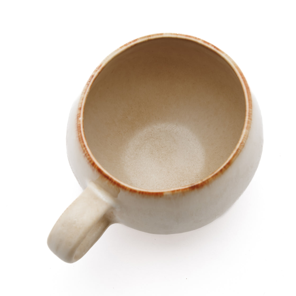 Mug en céramique crème anse large et bord brun dégradé