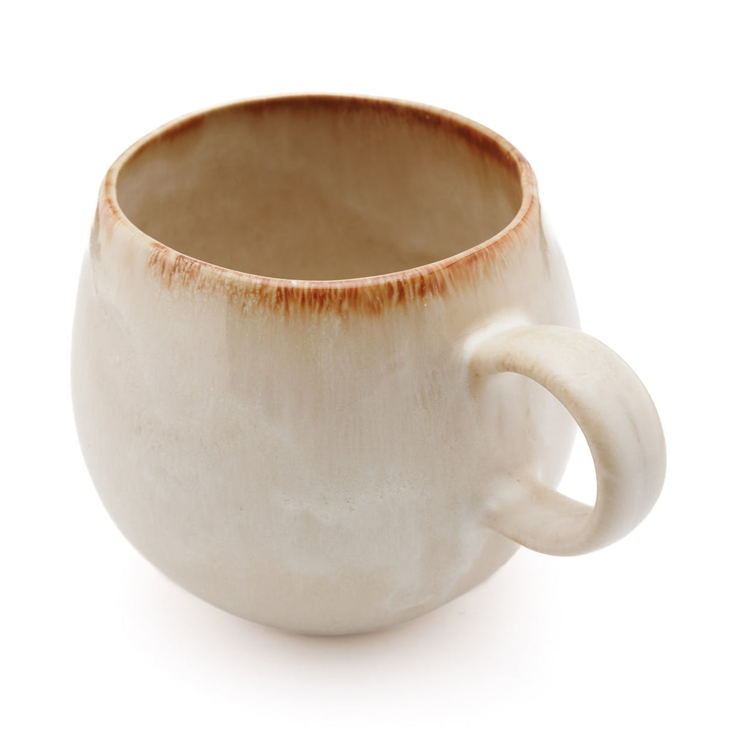 Mug en céramique crème anse large et bord brun dégradé