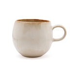Mug en céramique crème anse large et bord brun dégradé