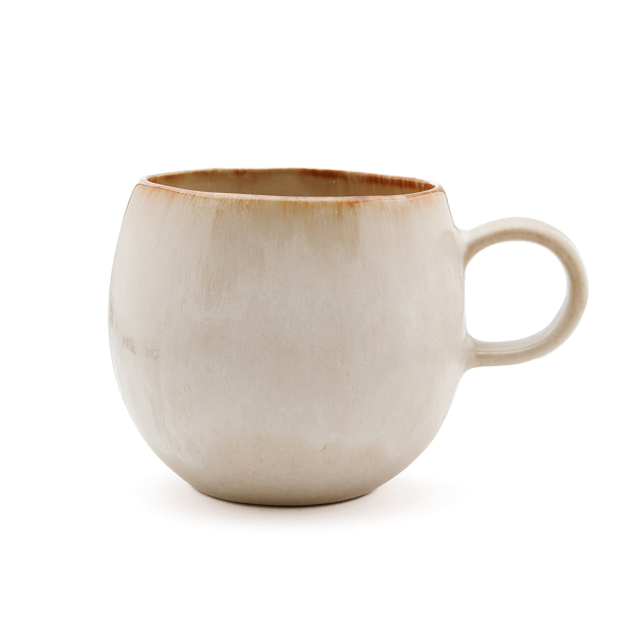 Mug en céramique crème anse large et bord brun dégradé