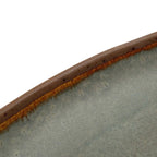 Plateau de service ovale en grès émaillé gris brun fait main – 34x16 cm