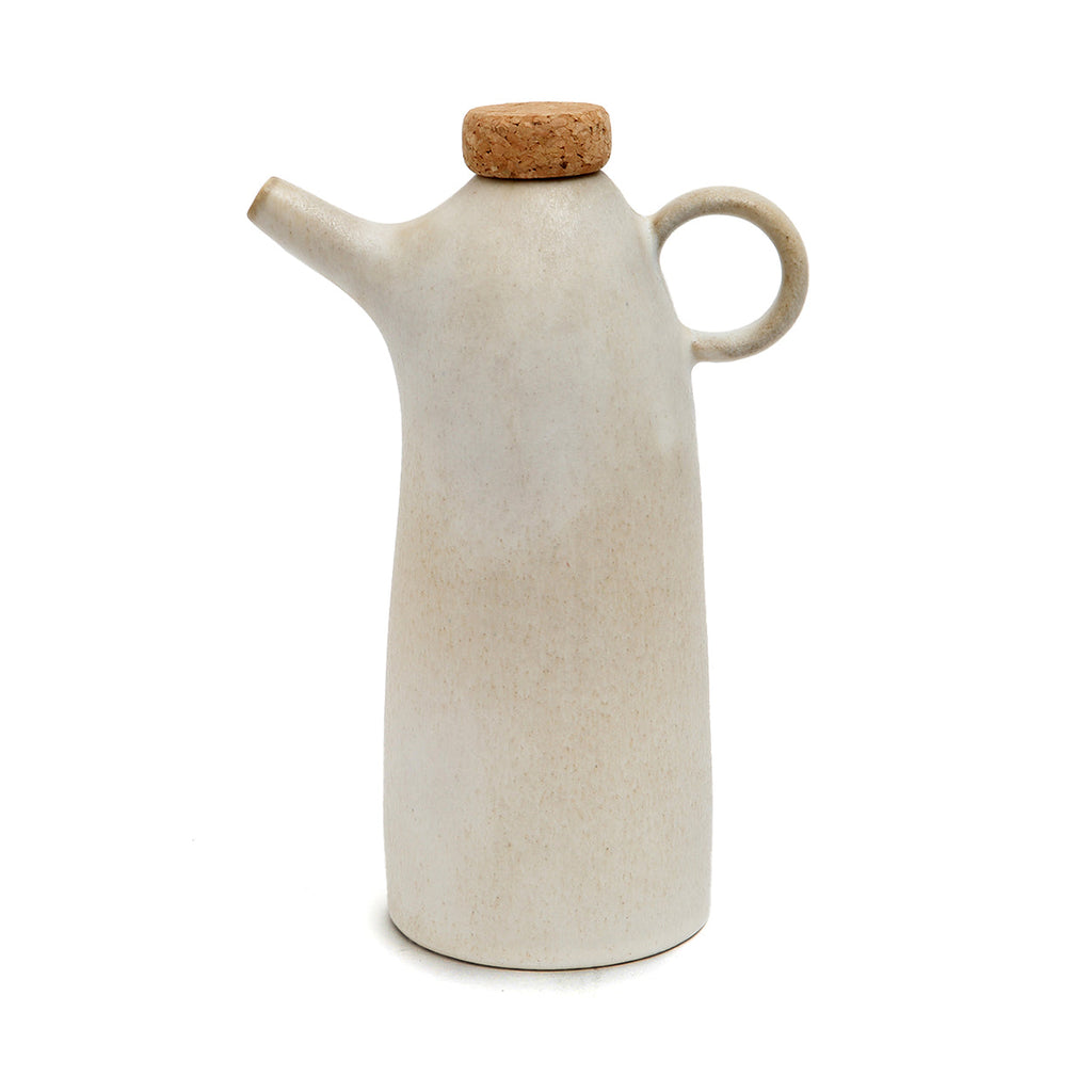 Bouteille en céramique blanche pour huile d'olive 19 cm